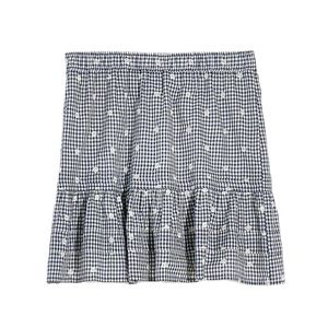 NWOT Madewell Embroidered Tiered Pull-On Mini Skirt in Gingham Checkered!